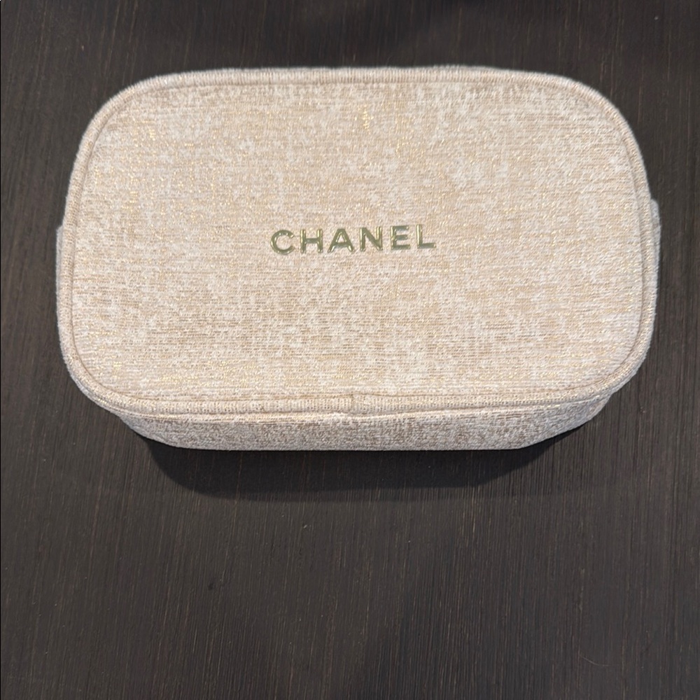 CHANEL Gold Shimmer Cosmetic Pouch